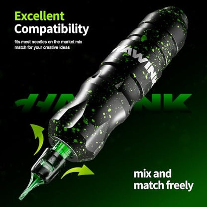 HAWINK Tattoo Gun Kit: Complete Setup with LCD Power Supply, 1600mAh Battery, 7 Inks & Stencil Transfer Gel Avelisse
