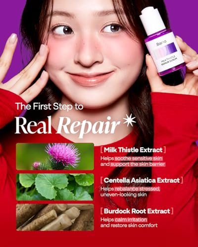 Bano Milk Thistle Repair Serum – Calming & Barrier Repair for Sensitive, Redness-Prone Skin | Hydrating, Fast-Absorbing, Fragrance-Free Korean Skincare (1.01 fl oz) Avelisse
