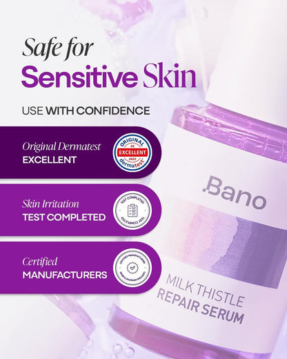 Bano Milk Thistle Repair Serum – Calming & Barrier Repair for Sensitive, Redness-Prone Skin | Hydrating, Fast-Absorbing, Fragrance-Free Korean Skincare (1.01 fl oz) Avelisse