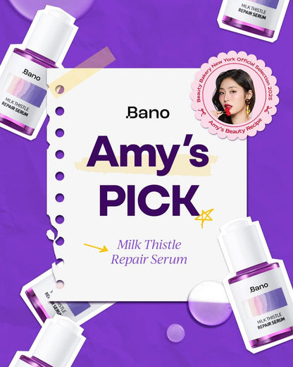 Bano Milk Thistle Repair Serum – Calming & Barrier Repair for Sensitive, Redness-Prone Skin | Hydrating, Fast-Absorbing, Fragrance-Free Korean Skincare (1.01 fl oz) Avelisse