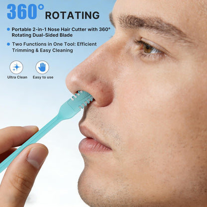 Meonxy 8-Pack Portable 2-in-1 Nasal Hair Cutter with Soft Cleaning Brush for Women and Men - 2026 Upgraded Double Sided Nose Knife