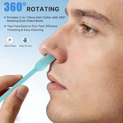 Meonxy 8-Pack Portable 2-in-1 Nasal Hair Cutter with Soft Cleaning Brush for Women and Men - 2026 Upgraded Double Sided Nose Knife