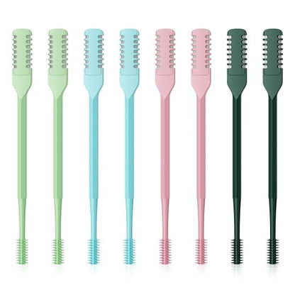 Meonxy 8-Pack Portable 2-in-1 Nasal Hair Cutter with Soft Cleaning Brush for Women and Men - 2026 Upgraded Double Sided Nose Knife