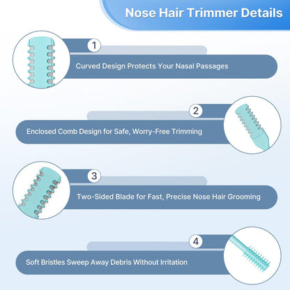 Meonxy 8-Pack Portable 2-in-1 Nasal Hair Cutter with Soft Cleaning Brush for Women and Men - 2026 Upgraded Double Sided Nose Knife