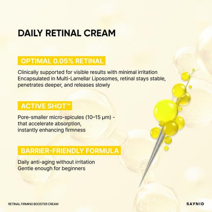 SAYNID Retinal Firming Booster Cream - 0.05% Optimal Retinal Anti-Aging Day & Night Moisturizer, Pore Tightening & Wrinkle Care, 15ml/0.50 fl oz