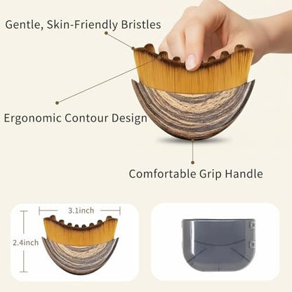 2-Pack Lymphatic Contour Face Brush for Gentle Facial Sculpting & Lymphatic Drainage - Ergonomic Design with Natural Bristles
