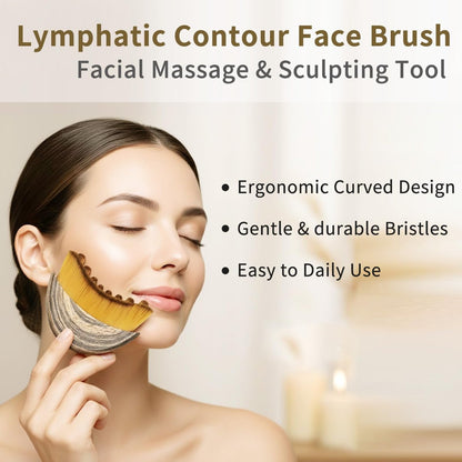 2-Pack Lymphatic Contour Face Brush for Gentle Facial Sculpting & Lymphatic Drainage - Ergonomic Design with Natural Bristles