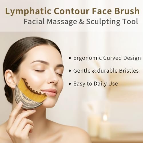 2-Pack Lymphatic Contour Face Brush for Gentle Facial Sculpting & Lymphatic Drainage - Ergonomic Design with Natural Bristles - görsel 4