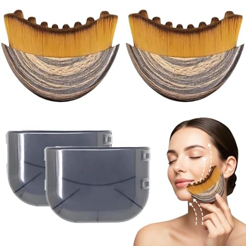 2-Pack Lymphatic Contour Face Brush for Gentle Facial Sculpting & Lymphatic Drainage - Ergonomic Design with Natural Bristles - görsel 2