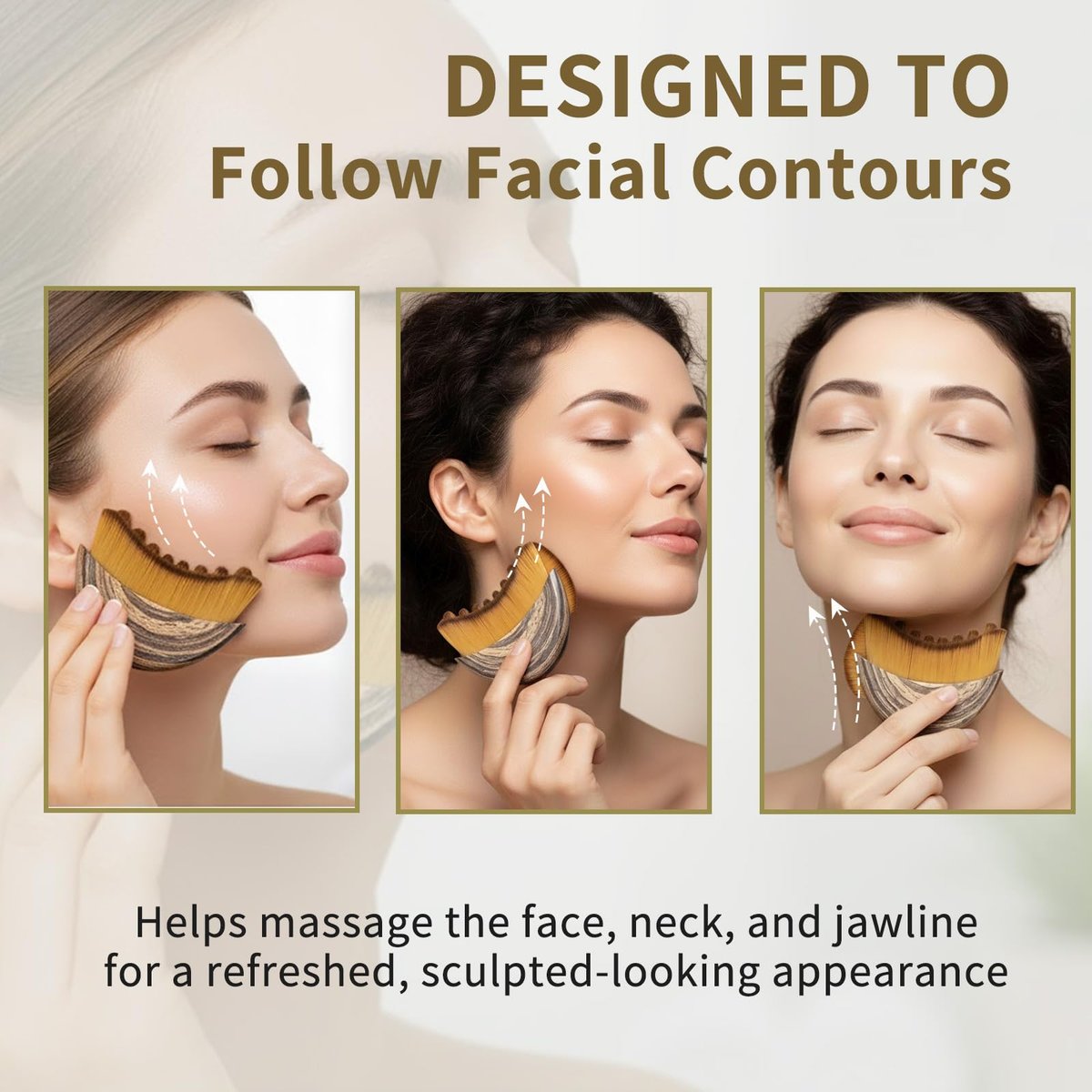 2-Pack Lymphatic Contour Face Brush for Gentle Facial Sculpting & Lymphatic Drainage - Ergonomic Design with Natural Bristles - görsel 5