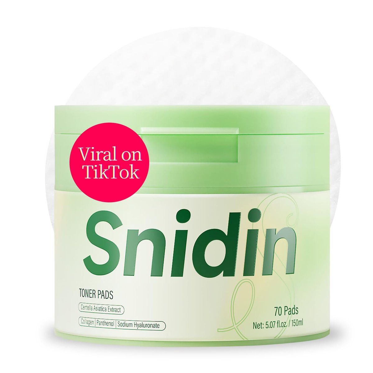 Snidin Toner Pads with Centella Asiatica & Collagen – 70 Pads for Hydration & Even Skin Tone Avelisse