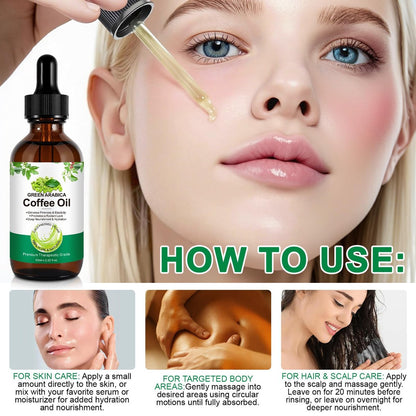 Green Arabica Coffee Oil - 100% Pure & Natural for Face, Body & Hair | Enhances Firmness & Elasticity | Daily Skincare Essential Oil for Deep Nourishment & Hydration - 60ml Avelisse