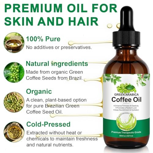 Green Arabica Coffee Oil - 100% Pure & Natural for Face, Body & Hair | Enhances Firmness & Elasticity | Daily Skincare Essential Oil for Deep Nourishment & Hydration - 60ml Avelisse