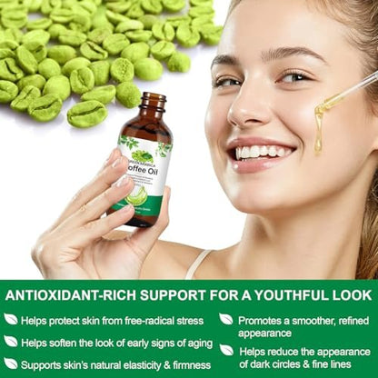 Green Arabica Coffee Oil - 100% Pure & Natural for Face, Body & Hair | Enhances Firmness & Elasticity | Daily Skincare Essential Oil for Deep Nourishment & Hydration - 60ml Avelisse