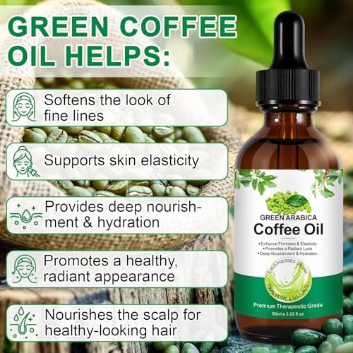 Green Arabica Coffee Oil - 100% Pure & Natural for Face, Body & Hair | Enhances Firmness & Elasticity | Daily Skincare Essential Oil for Deep Nourishment & Hydration - 60ml Avelisse