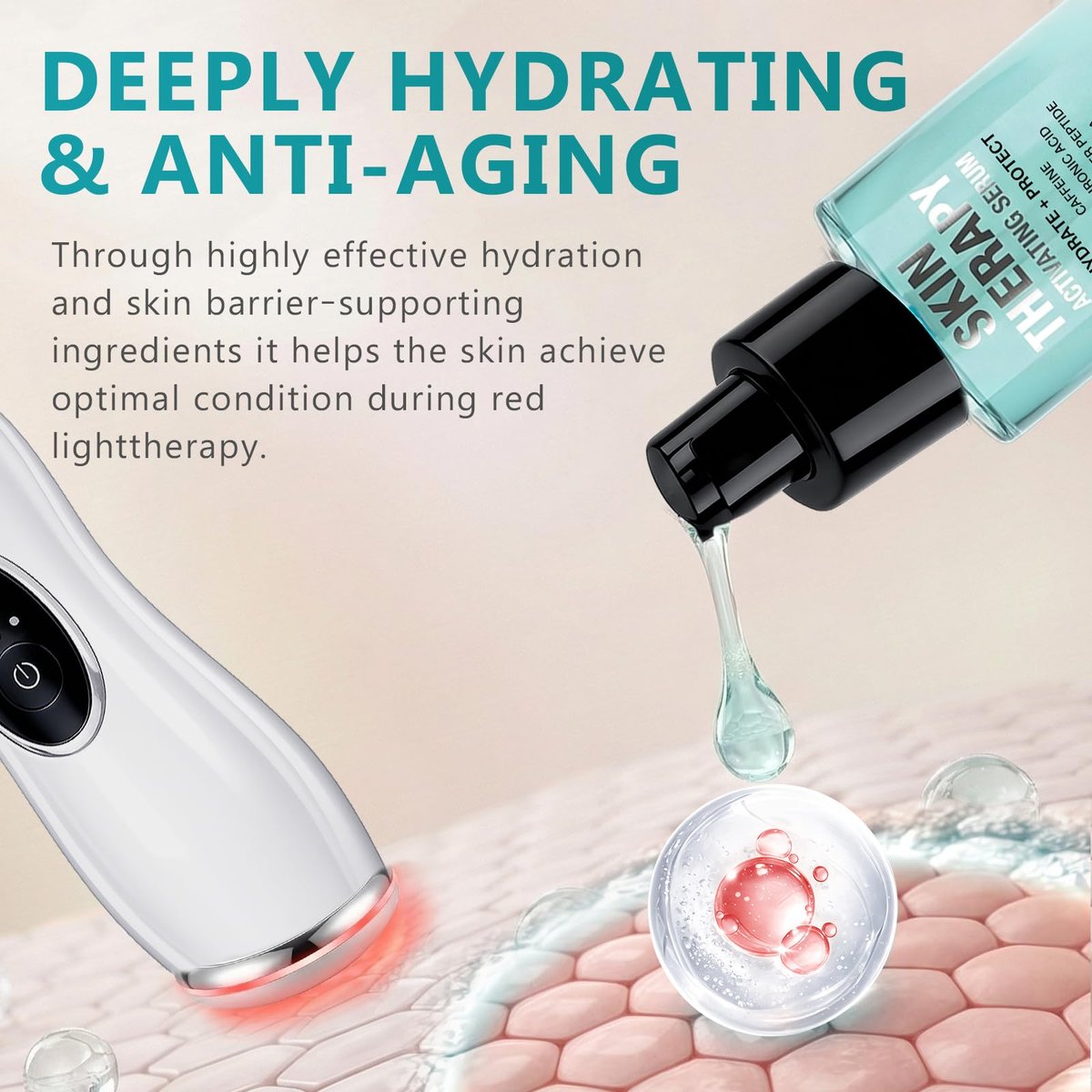 Red Light Therapy Activation Serum for Face & Neck | Hydrating Anti-Aging Formula with Blue Tansy, Hyaluronic Acid & Aloe Vera | Pairs with LED Light Therapy & Microcurrent Devices | 1 Oz Avelisse