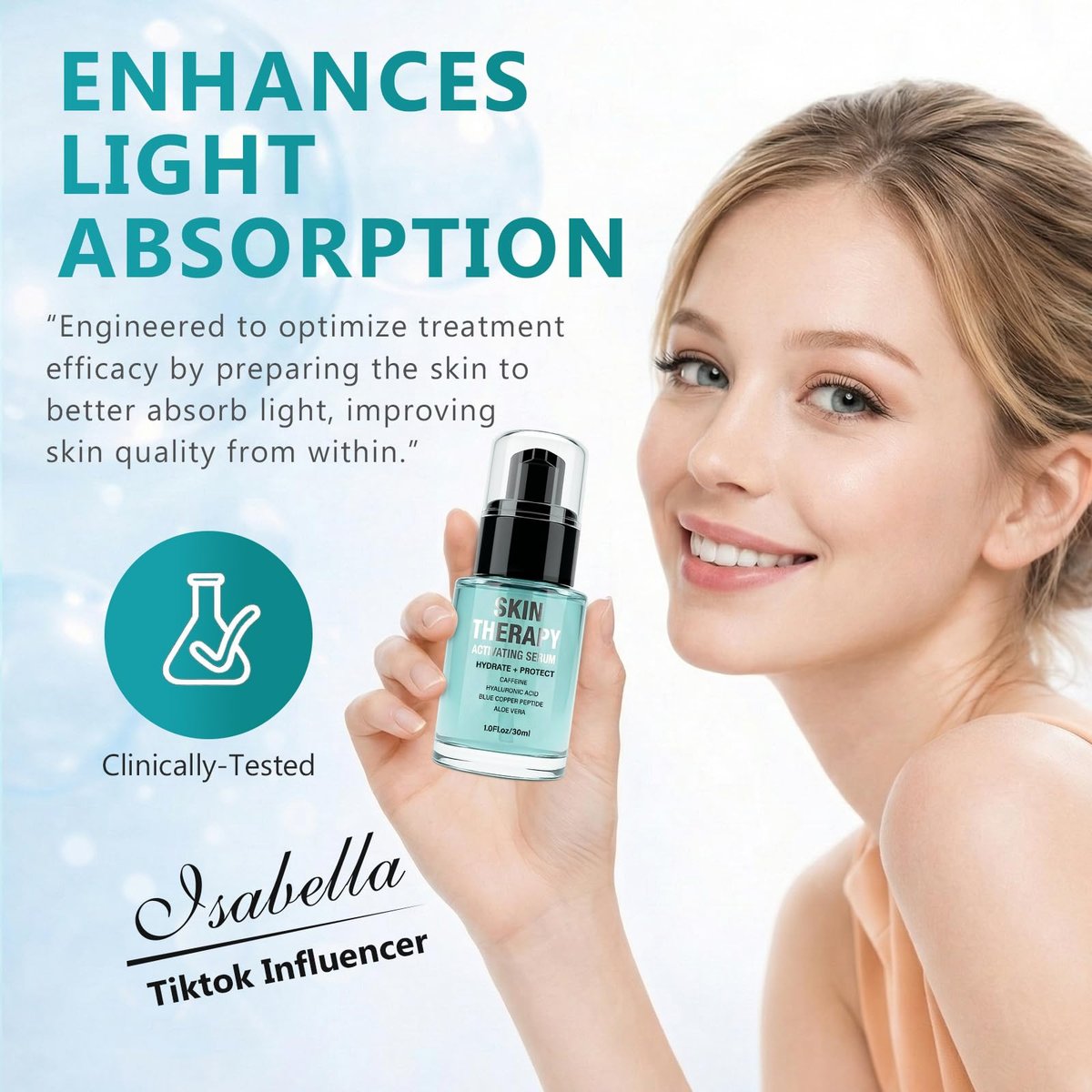 Red Light Therapy Activation Serum for Face & Neck | Hydrating Anti-Aging Formula with Blue Tansy, Hyaluronic Acid & Aloe Vera | Pairs with LED Light Therapy & Microcurrent Devices | 1 Oz Avelisse