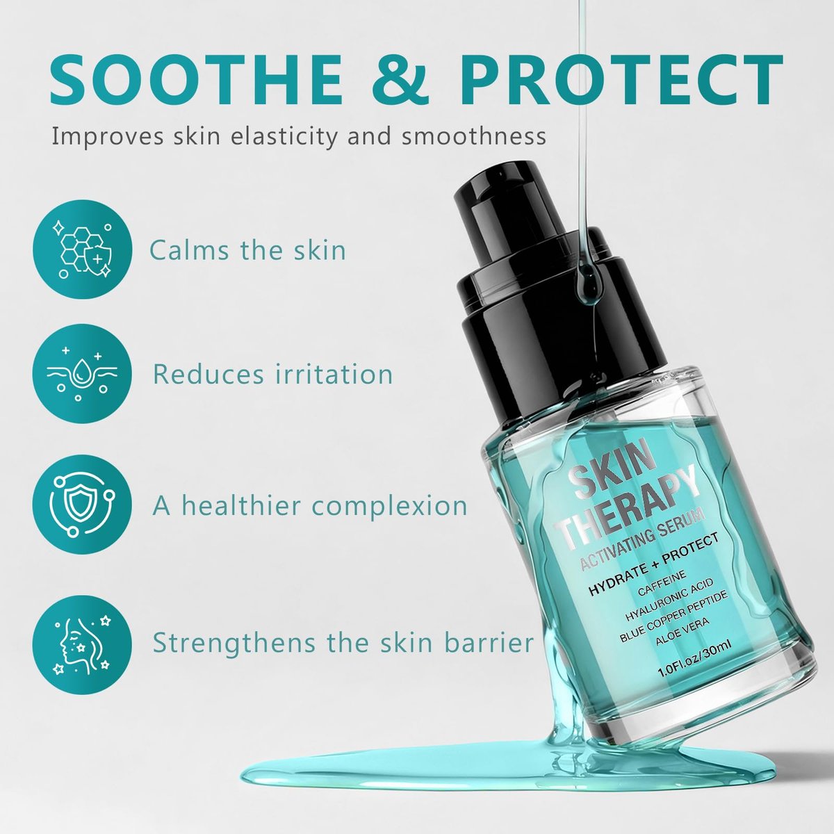 Red Light Therapy Activation Serum for Face & Neck | Hydrating Anti-Aging Formula with Blue Tansy, Hyaluronic Acid & Aloe Vera | Pairs with LED Light Therapy & Microcurrent Devices | 1 Oz Avelisse