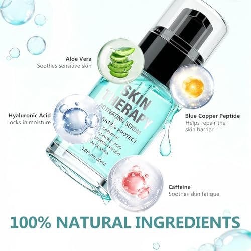 Red Light Therapy Activation Serum for Face & Neck | Hydrating Anti-Aging Formula with Blue Tansy, Hyaluronic Acid & Aloe Vera | Pairs with LED Light Therapy & Microcurrent Devices | 1 Oz Avelisse