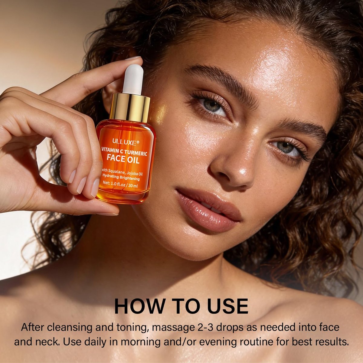 Vitamin C Turmeric Face Oil - Brightening & Hydrating Facial Oil with Jojoba Oil & Squalane for Dark Spots, Dry Skin, Wrinkles & Uneven Skin Tone, All Skin Types, 1 Fl Oz Avelisse