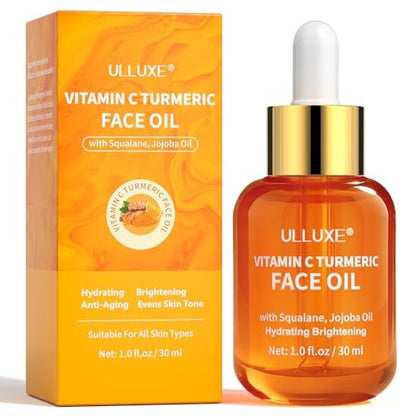 Vitamin C Turmeric Face Oil - Brightening & Hydrating Facial Oil with Jojoba Oil & Squalane for Dark Spots, Dry Skin, Wrinkles & Uneven Skin Tone, All Skin Types, 1 Fl Oz Avelisse