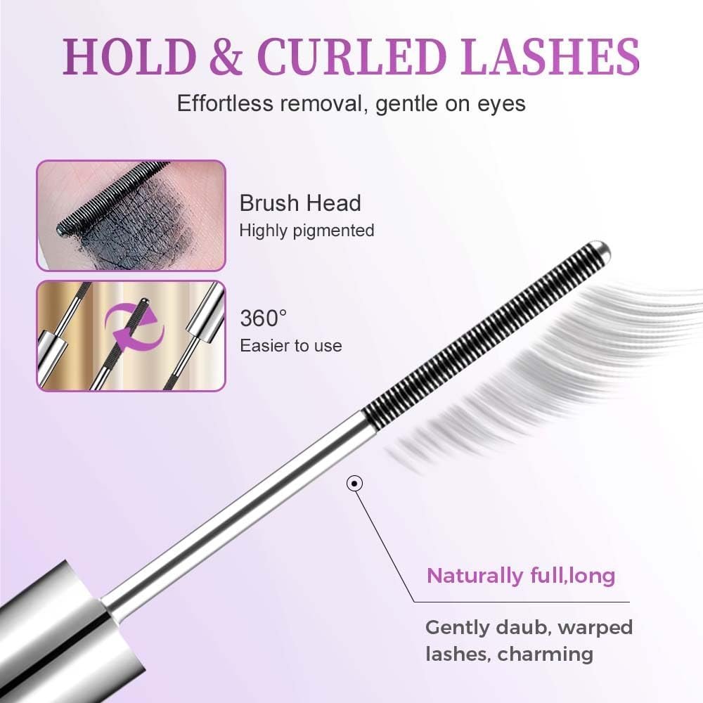 Livalur 2-Pack Iron Wand Mascara – Waterproof Metal Wand Mascara for Volume & Length, Brushless No Clump 3D Curling Eyelash (Black) - görsel 3