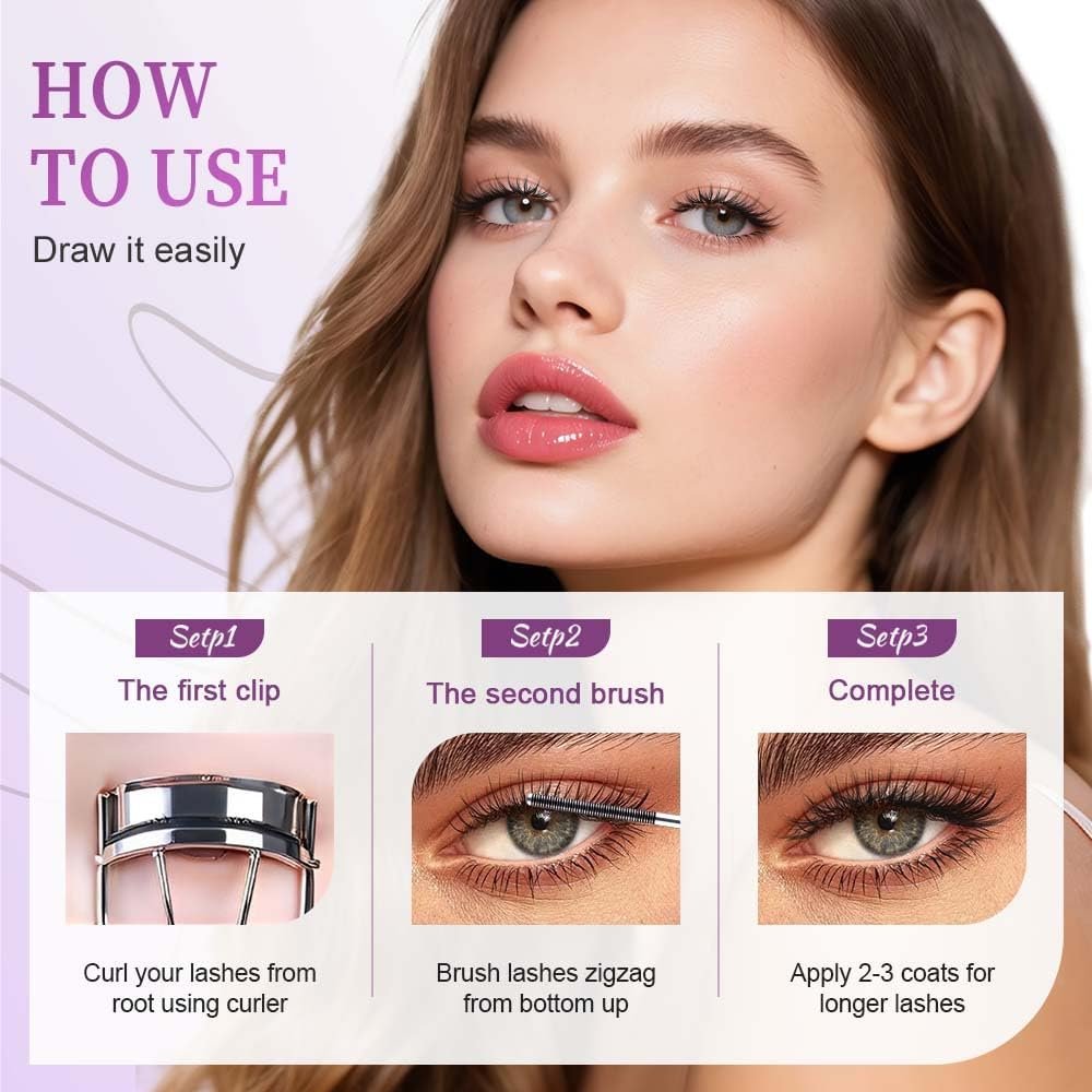 Livalur 2-Pack Iron Wand Mascara – Waterproof Metal Wand Mascara for Volume & Length, Brushless No Clump 3D Curling Eyelash (Black) - görsel 7