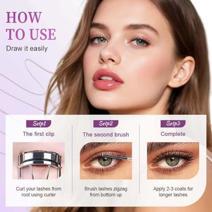 Livalur 2-Pack Iron Wand Mascara – Waterproof Metal Wand Mascara for Volume & Length, Brushless No Clump 3D Curling Eyelash (Black)