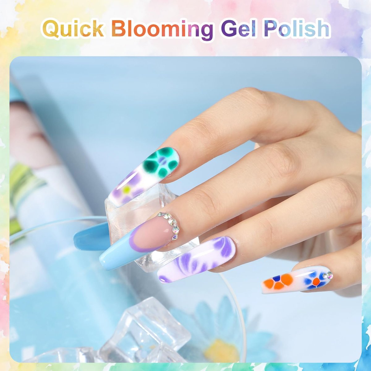 VIVAALI Blooming Gel Nail Polish - Clear Watercolor Effect, Professional Grade, Glossy Finish, Soak-off Formula for Nail Art, UV/LED Cured, 0.5 Fl Oz Avelisse