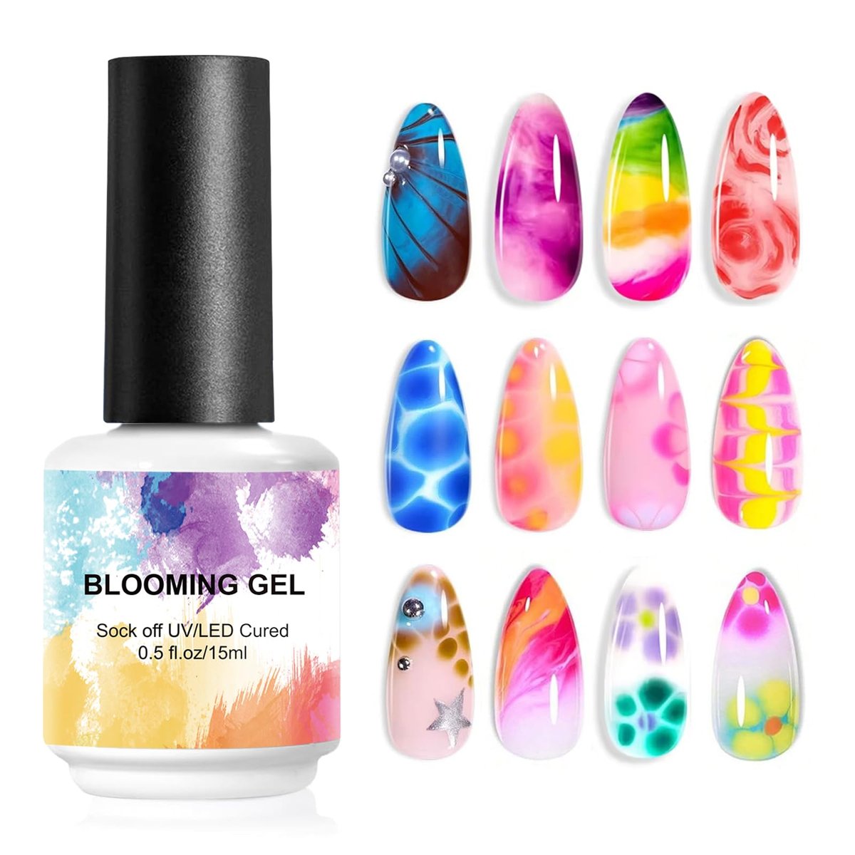 VIVAALI Blooming Gel Nail Polish - Clear Watercolor Effect, Professional Grade, Glossy Finish, Soak-off Formula for Nail Art, UV/LED Cured, 0.5 Fl Oz Avelisse