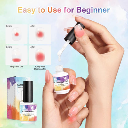 VIVAALI Blooming Gel Nail Polish - Clear Watercolor Effect, Professional Grade, Glossy Finish, Soak-off Formula for Nail Art, UV/LED Cured, 0.5 Fl Oz Avelisse
