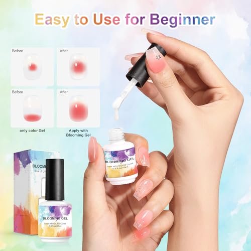 VIVAALI Blooming Gel Nail Polish - Clear Watercolor Effect, Professional Grade, Glossy Finish, Soak-off Formula for Nail Art, UV/LED Cured, 0.5 Fl Oz Avelisse