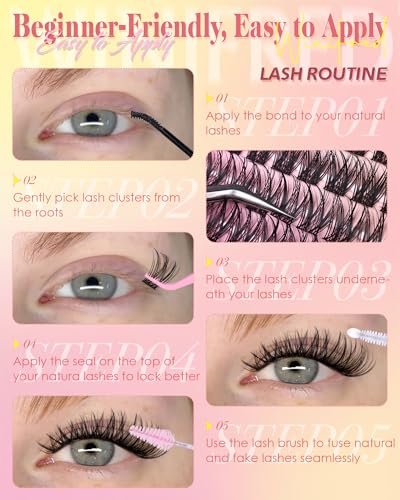 Winifred Wispy Lash Clusters Kit: DIY Natural Individual Eyelash Extensions – C Curve, 10-16mm, Black Avelisse