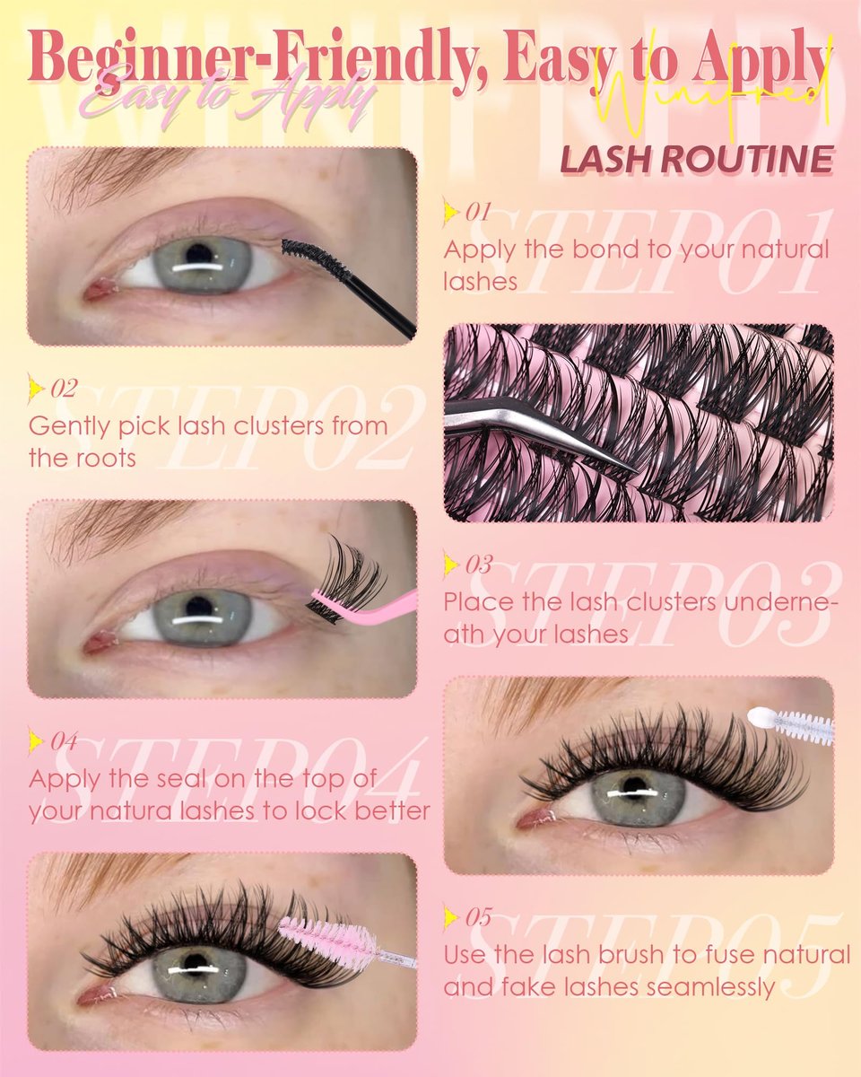 Winifred Wispy Lash Clusters Kit: DIY Natural Individual Eyelash Extensions – C Curve, 10-16mm, Black Avelisse