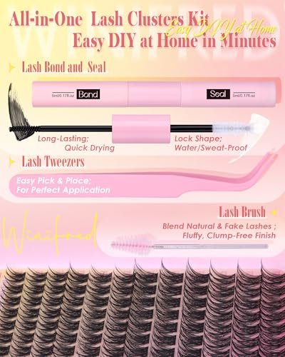 Winifred Wispy Lash Clusters Kit: DIY Natural Individual Eyelash Extensions – C Curve, 10-16mm, Black Avelisse