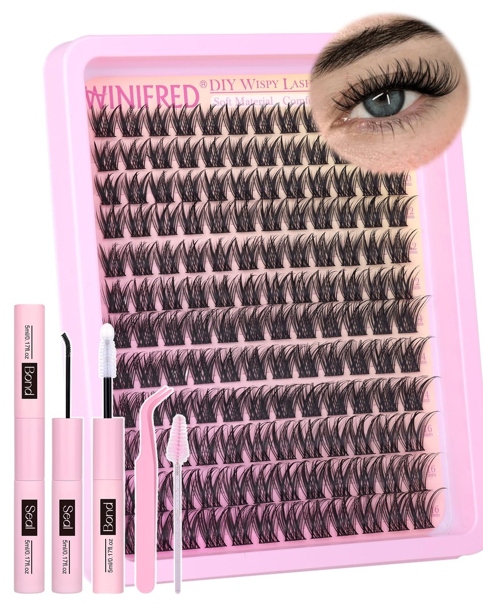 Winifred Wispy Lash Clusters Kit: DIY Natural Individual Eyelash Extensions – C Curve, 10-16mm, Black Avelisse