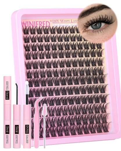 Winifred Wispy Lash Clusters Kit: DIY Natural Individual Eyelash Extensions – C Curve, 10-16mm, Black Avelisse