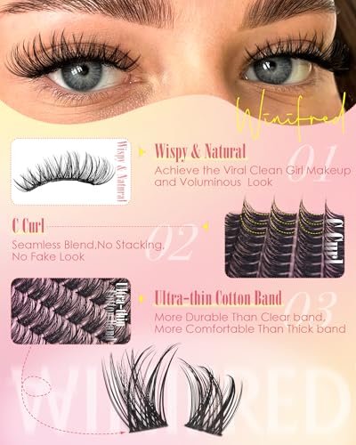 Winifred Wispy Lash Clusters Kit: DIY Natural Individual Eyelash Extensions – C Curve, 10-16mm, Black Avelisse