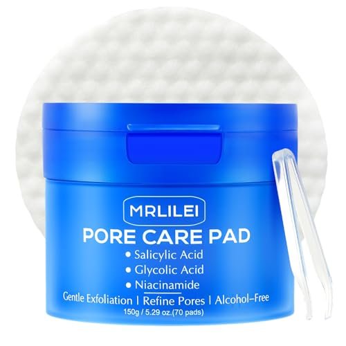 Mrlilei beauty BHA Salicylic Acid Toner Pads with Pore Care - Dual-Textured Facial Exfoliation Toner Pads with Glycolic Acid, Niacinamide Daily Face Skincare - 70 Pads + 4 Trial Pads - görsel 2