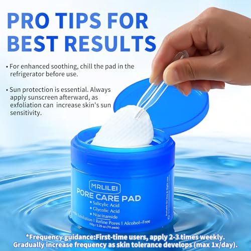 Mrlilei beauty BHA Salicylic Acid Toner Pads with Pore Care - Dual-Textured Facial Exfoliation Toner Pads with Glycolic Acid, Niacinamide Daily Face Skincare - 70 Pads + 4 Trial Pads - görsel 16