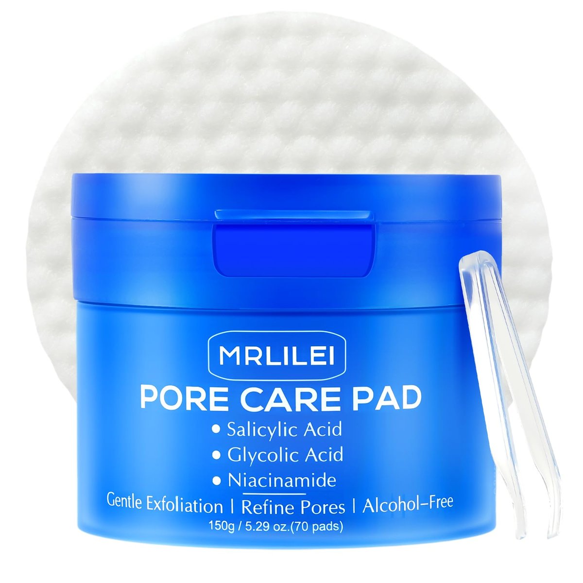 Mrlilei beauty BHA Salicylic Acid Toner Pads with Pore Care - Dual-Textured Facial Exfoliation Toner Pads with Glycolic Acid, Niacinamide Daily Face Skincare - 70 Pads + 4 Trial Pads - görsel 1