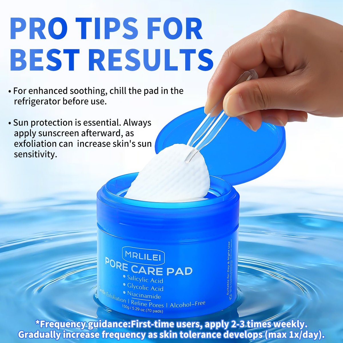 Mrlilei beauty BHA Salicylic Acid Toner Pads with Pore Care - Dual-Textured Facial Exfoliation Toner Pads with Glycolic Acid, Niacinamide Daily Face Skincare - 70 Pads + 4 Trial Pads - görsel 15