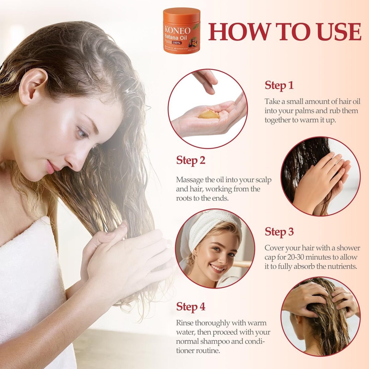 KONEO Hair Growth Cream with 100% Pure Batana Oil – Raw Batana Oil Paste from Honduras for Enhanced Thickness, Shine, and Reduced Breakage – 4.06 fl oz Avelisse
