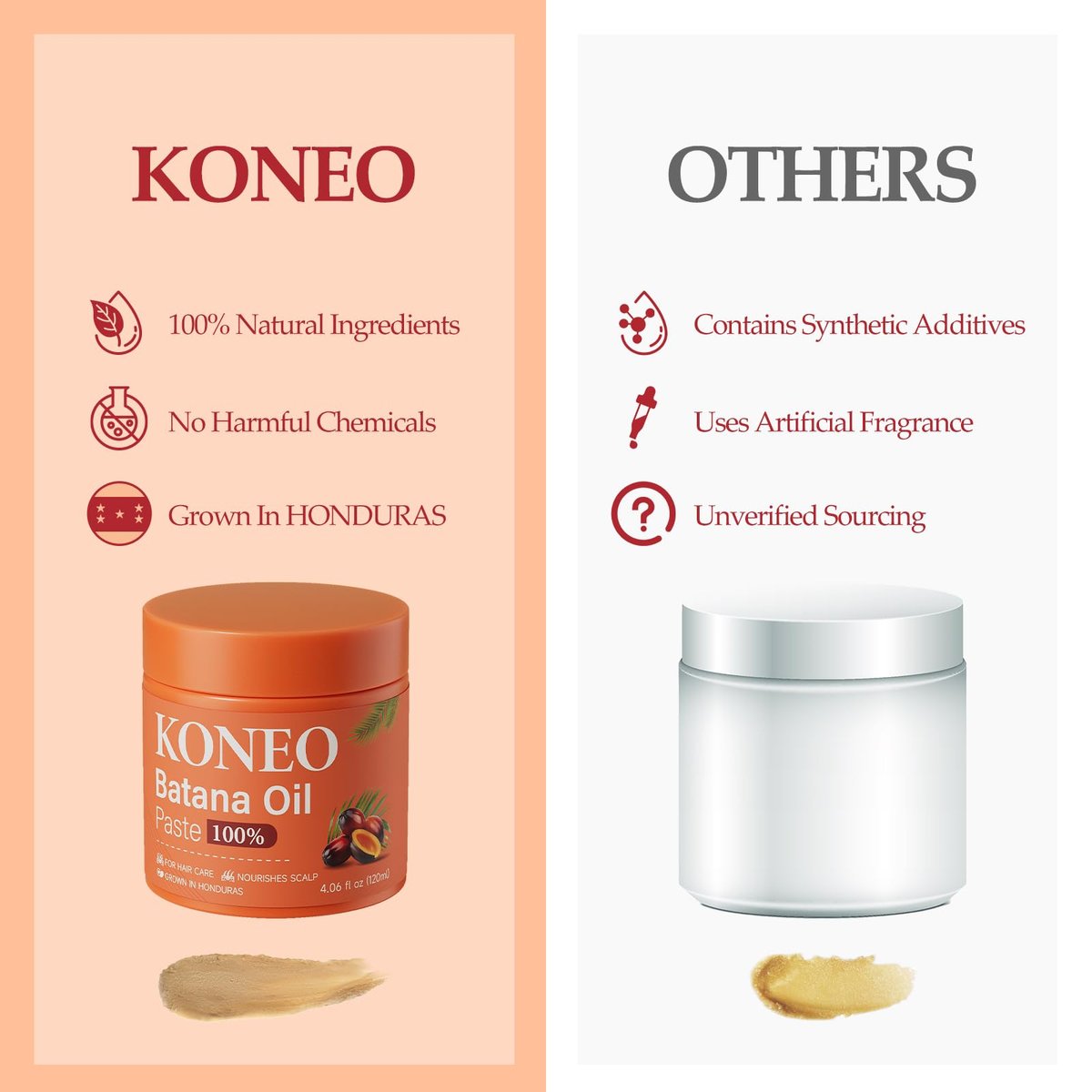 KONEO Hair Growth Cream with 100% Pure Batana Oil – Raw Batana Oil Paste from Honduras for Enhanced Thickness, Shine, and Reduced Breakage – 4.06 fl oz Avelisse
