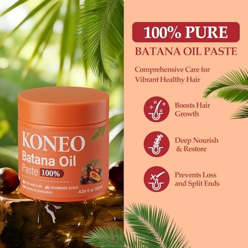 KONEO Hair Growth Cream with 100% Pure Batana Oil – Raw Batana Oil Paste from Honduras for Enhanced Thickness, Shine, and Reduced Breakage – 4.06 fl oz Avelisse