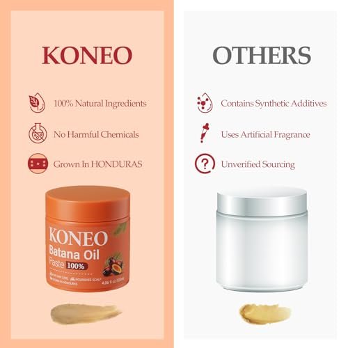KONEO Hair Growth Cream with 100% Pure Batana Oil – Raw Batana Oil Paste from Honduras for Enhanced Thickness, Shine, and Reduced Breakage – 4.06 fl oz Avelisse