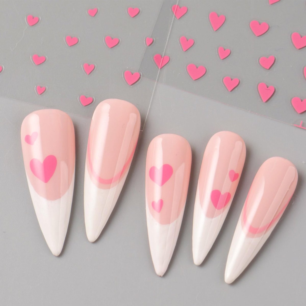 6pcs Valentine's Day Nail Art Stickers - Red Pink Glitter Love Heart Romantic Wedding Nail Decals with Tweezers - görsel 7