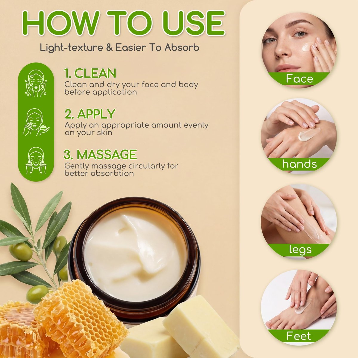 Beef Tallow for Skin & Face - Whipped Tallow and Honey Balm Cream, 100% Grass-Fed Beef Tallow Face Moisturizer with Raw Honey, All Natural Organic Body Lotion Skincare for Women & Men, Unscented 4.2 OZ - görsel 13