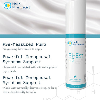 HelloPharmacist BiEst 5.0 Beauty Cream – New Smoother Formula with Hyaluronic Acid – 3 oz – Made in USA Avelisse