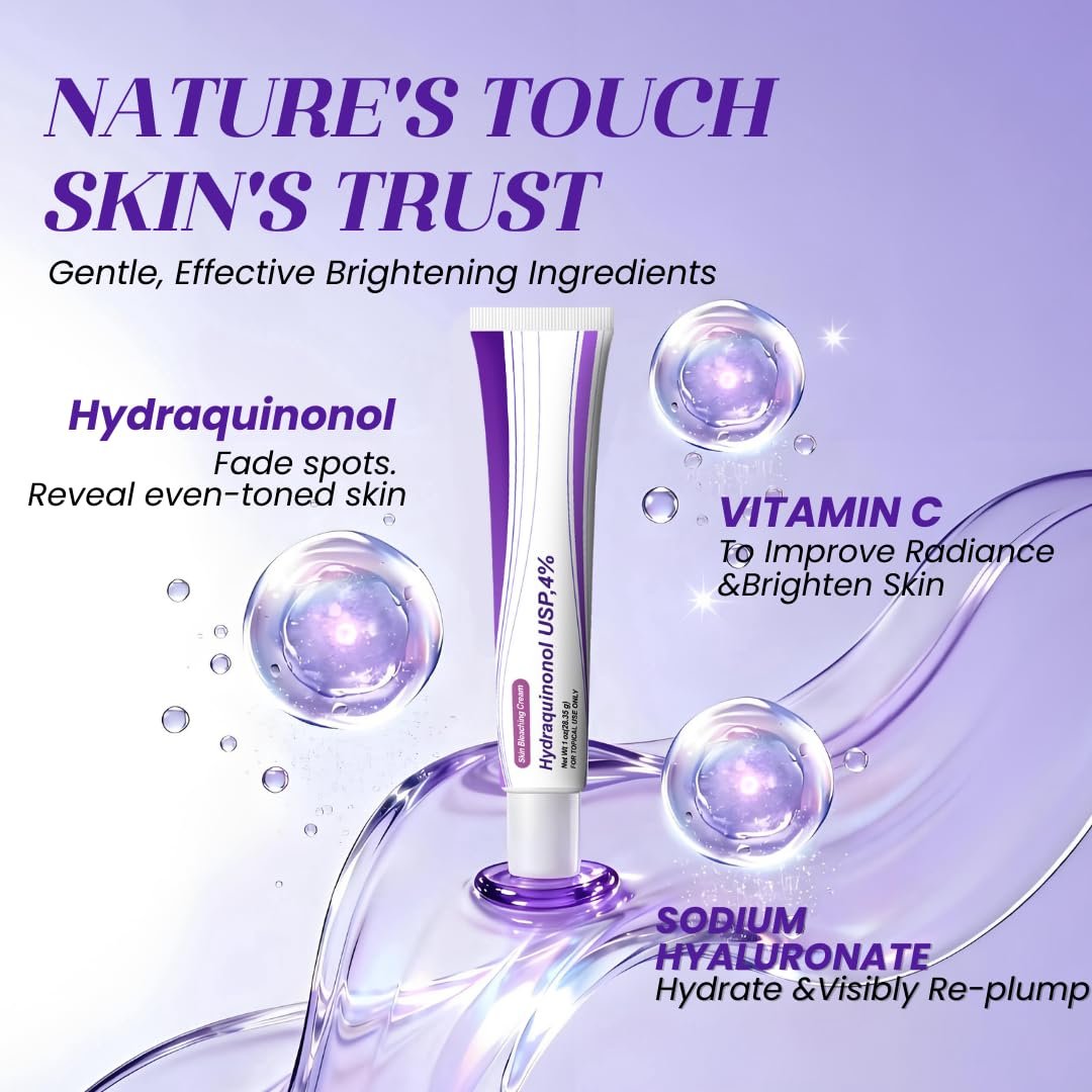 Rivocoda Hydraquinon0l Dark Spot Brightening Cream - 4% Bleaching Cream, Non-Irritating Hydrating Face Moisturizer for All Skin Types, 1oz Avelisse